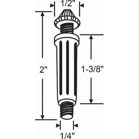 Plunger Pin, 1/2 in W, 2 in L, White MPN:2-63