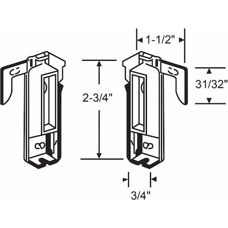 Door Floor Guide, Nylon/Steel, 2-3/4