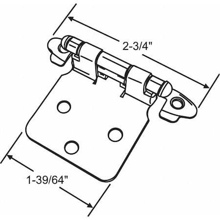 Spring Hinge, Steel, Full Surface Mounting, 2 3/4 in Leaf W x 1 39/64 in Leaf H, Brass MPN:45-236PB