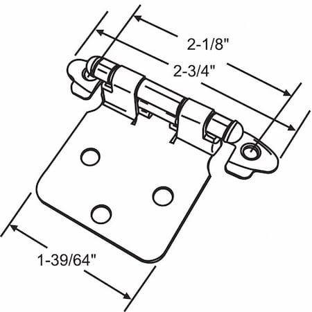 Butt Hinge, Steel, Full Surface Mounting, 1/2 in Leaf W x 1 5/8 in Leaf H, Satin Nickel MPN:45-236SNK