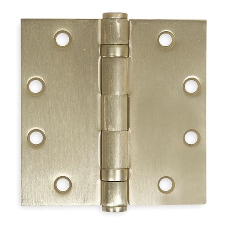 Door and Butt Hinge, Steel, Full Mortise Mounting, 2 in Leaf W x 4 1/2 in Leaf H, Dull Brass MPN:4PA38