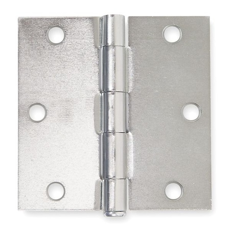 Door and Butt Hinge, Steel, Full Mortise Mounting, 1 1/2 in Leaf W x 3 1/2 in Leaf H, zinc plated MPN:4PA60