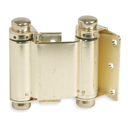 Spring Hinge, Steel, Full Mortise Mounting, 1 in Leaf W x 2 3/4 in Leaf H, Bright Brass MPN:4PA73
