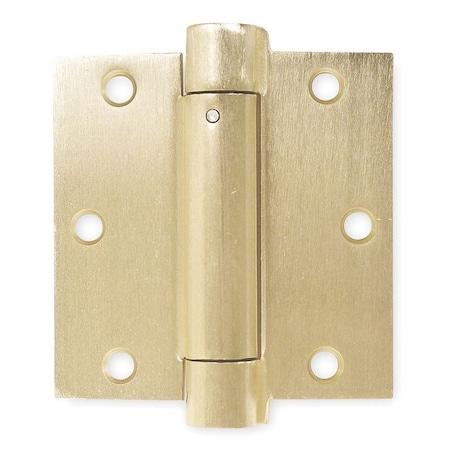 Spring Hinge, Steel, Full Mortise Mounting, 1 3/4 in Leaf W x 3 1/2 in Leaf H, Satin Brass MPN:4PA76