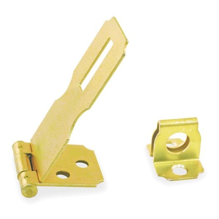 Fixed Staple Hasp, Brass Plated, 2 1/2