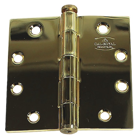 Door and Butt Hinge, Steel, Full Mortise Mounting, 4 1/2 in Leaf W x 4 1/2 in Leaf H, Brass MPN:56-408BRS