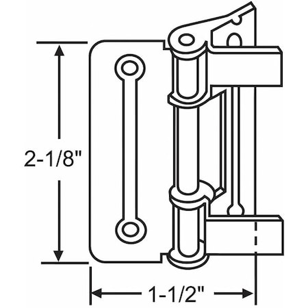 Butt Hinge, Steel, Full Surface Mounting, 1 1/2 in Leaf W x 2 1/8 in Leaf H, Yellow Zinc MPN:8-236