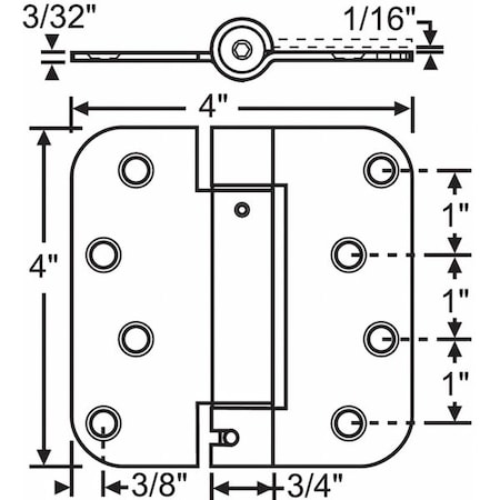 Door and Butt Hinge, Steel, Full Mortise Mounting, 4 in Leaf W x 4 in Leaf H, Satin Nickel MPN:8-468SNK