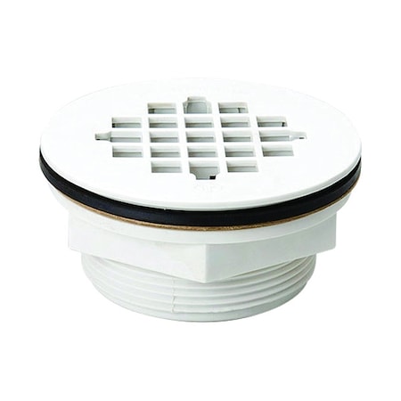 Shower Drain, Compression, PVC, White Grid MPN:133-101