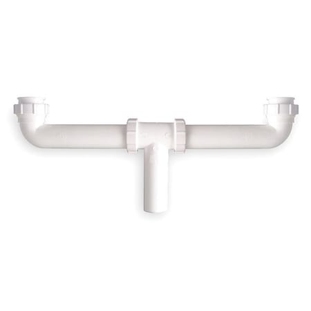 1-1/2 Dia, Polypropylene, White/Plastic, Kitchen, Center Outlet Waste Tee MPN:1PNY4