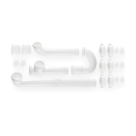 1-1/2 Dia, Polypropylene, White, Kitchen End Outlet, End Out Double Bowl Installation Kit MPN:4FEY9