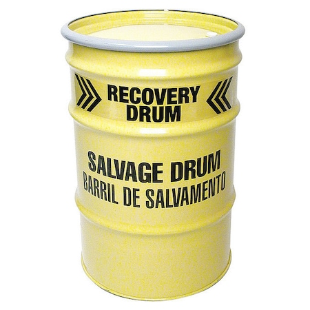 Open Head Salvage Drum, Steel, 30 gal, Lined, Yellow MPN:14462R