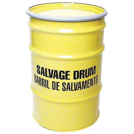 Open Head Salvage Drum, Steel, 30 gal, Lined, Yellow MPN:3780EY