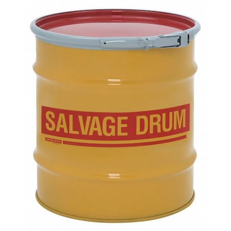 Open Head Salvage Drum, Steel, 20 gal, Unlined, Yellow MPN:HM2001Q