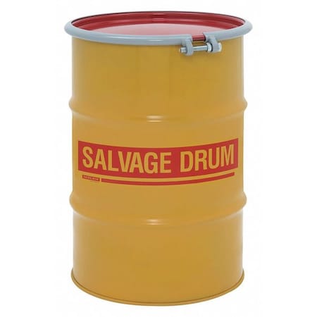Open Head Transport Drum, Steel, 30 gal, Unlined, Yellow MPN:HM3001