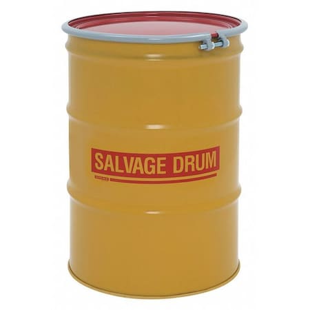 Open Head Transport Drum, Steel, 55 gal, Unlined, Yellow MPN:HM5502