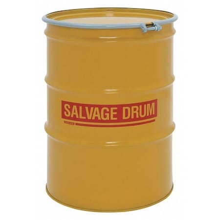 Open Head Transport Drum, Steel, 85 gal, Unlined, Yellow MPN:HM8518