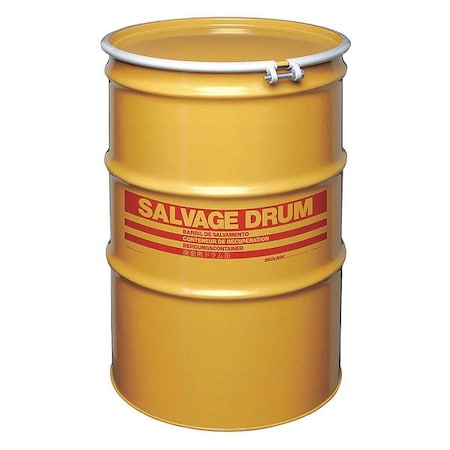Open Head Salvage Drum, Steel, 85 gal, Lined, Yellow MPN:HM8518L