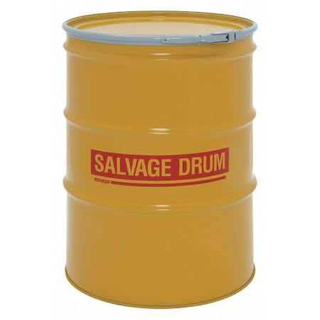 Open Head Salvage Drum, Steel, 85 gal, Unlined, Yellow MPN:HM8518Q