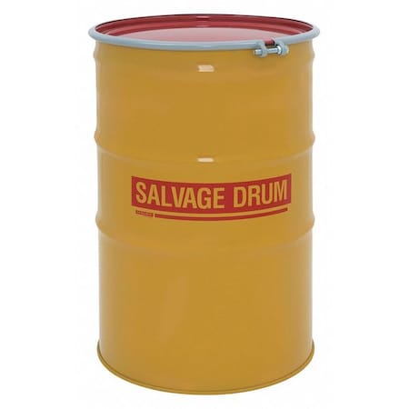 Open Head Transport Drum, Steel, 96 gal, Unlined, Yellow MPN:HM9601