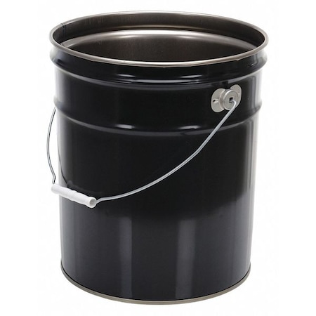 Steel Pail, Black, Cap 5 Gal, With Lining MPN:PAIL-STL-RI-UN