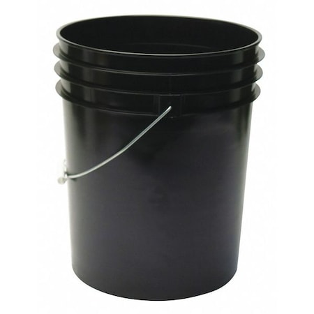 5 gal Open Head Pail, 12-3/8 in Dia, 14-3/4 in H, Black, HDPE MPN:ROP2150BK-M