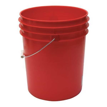 5 gal Open Head Pail, 12-3/8 in Dia, 14-3/4 in H, Red, HDPE MPN:ROP2150R-M
