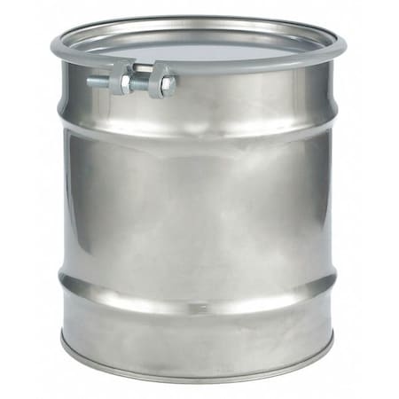 Open Head Transport Drum, 304 Stainless Steel, 8 gal, Unlined, Silver MPN:ST0804