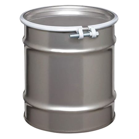 Open Head Transport Drum, 304 Stainless Steel, 10 gal, Unlined, Silver MPN:ST1004