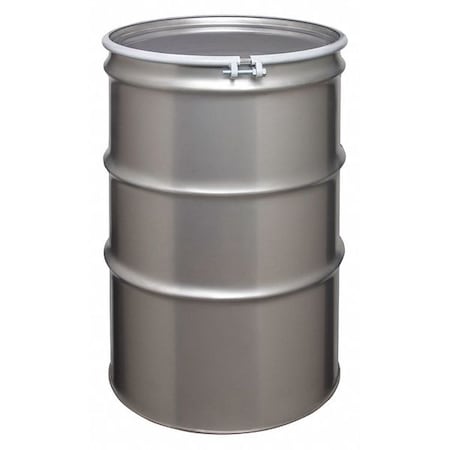 Open Head Transport Drum, 304 Stainless Steel, 85 gal, Unlined, Silver MPN:ST8501