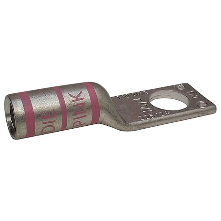 One-Hole Compression Lug, 1/0 AWG Max, #10 Stud, Long Barrel, Copper, Pink MPN:24C317