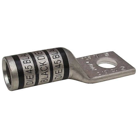 One-Hole Compression Lug, 2/0 AWG Max, 1/2 in Stud, Long Barrel, Copper, Black MPN:24C329