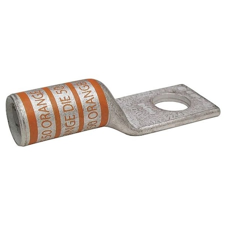 One-Hole Compression Lug, 3/0 AWG Max, 1/2 in Stud, Long Barrel, Copper, Orange MPN:24C330