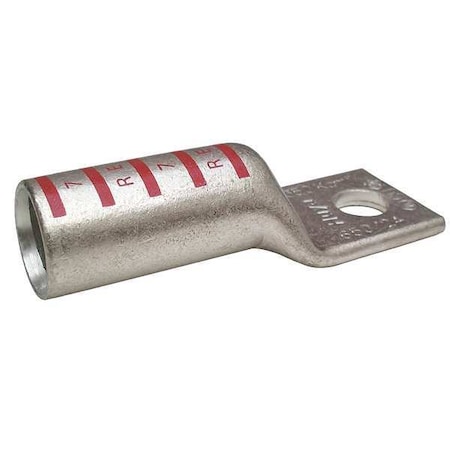One-Hole Compression Lug, 350 kcmil Max, 1/2 in Stud, Long Barrel, Copper, Red MPN:24C334