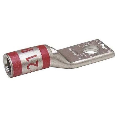One-Hole Compression Lug, 8 AWG Max, 1/4 in Stud, Short Barrel, Copper, Red MPN:24C340