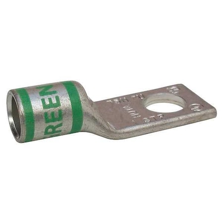 One-Hole Compression Lug, 1 AWG Max, 5/16 in Stud, Short Barrel, Copper, Green MPN:24C353