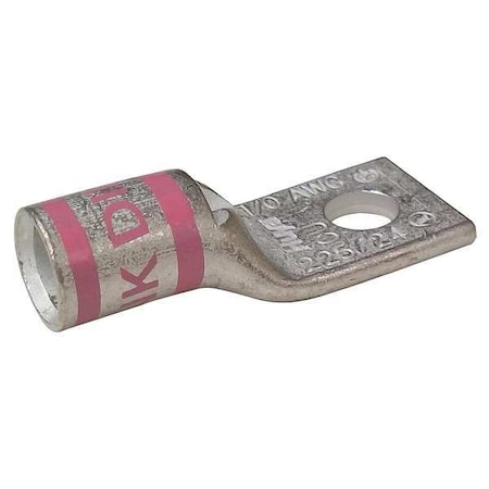 One-Hole Compression Lug, 1/0 AWG Max, 5/16 in Stud, Short Barrel, Copper, Pink MPN:24C354