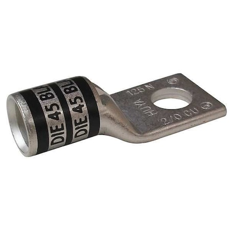 One-Hole Compression Lug, 2/0 AWG Max, 5/16 in Stud, Short Barrel, Copper, Black MPN:24C355