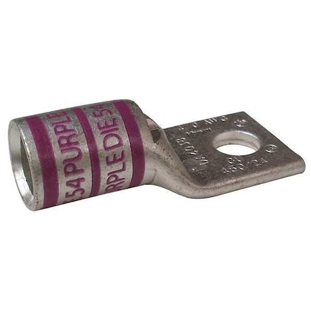 One-Hole Compression Lug, 4/0 AWG Max, 5/16 in Stud, Short Barrel, Copper, Purple MPN:24C357