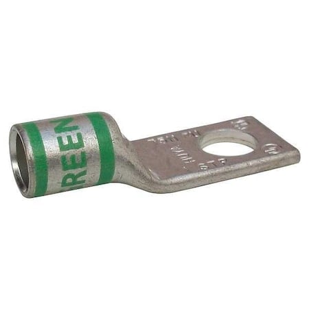 One-Hole Compression Lug, 1 AWG Max, 3/8 in Stud, Short Barrel, Copper, Green MPN:24C362
