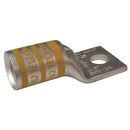 One-Hole Compression Lug, 250 kcmil Max, 3/8 in Stud, Short Barrel, Copper, Yellow MPN:24C367