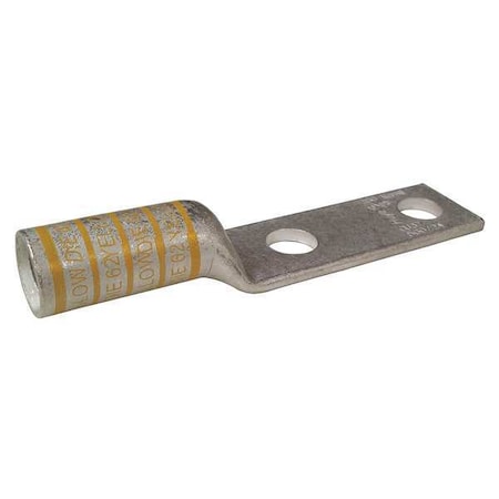 Two-Hole Compression Lug, 250 kcmil Max, 3/8 in Stud, Long Barrel, Copper, Yellow MPN:24C397