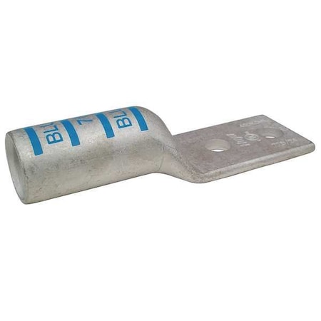 Two-Hole Compression Lug, 400 kcmil Max, 1/2 in Stud, Long Barrel, Copper, Blue MPN:24C414