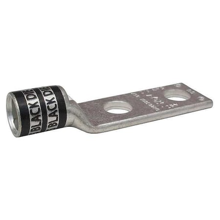 Two-Hole Compression Lug, 2/0 AWG Max, 5/16 in Stud, Short Barrel, Copper, Black MPN:24C429