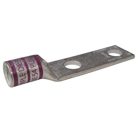 Two-Hole Compression Lug, 4/0 AWG Max, 3/8 in Stud, Short Barrel, Copper, Purple MPN:24C440