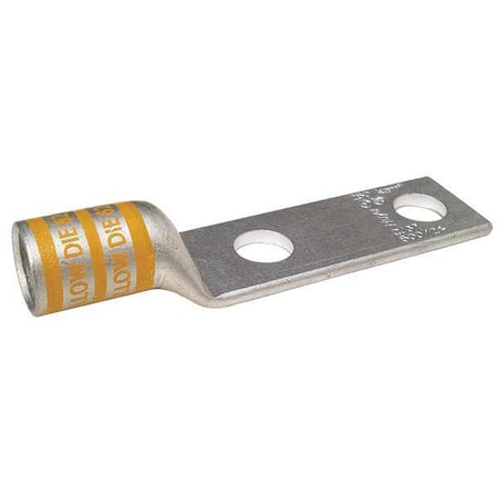 Two-Hole Compression Lug, 250 kcmil Max, 1/2 in Stud, Short Barrel, Copper, Yellow MPN:24C448