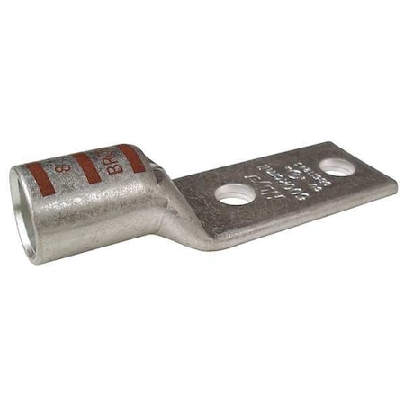 Two-Hole Compression Lug, 500 kcmil Max, 1/2 in Stud, Short Barrel, Copper, Brown MPN:24C449