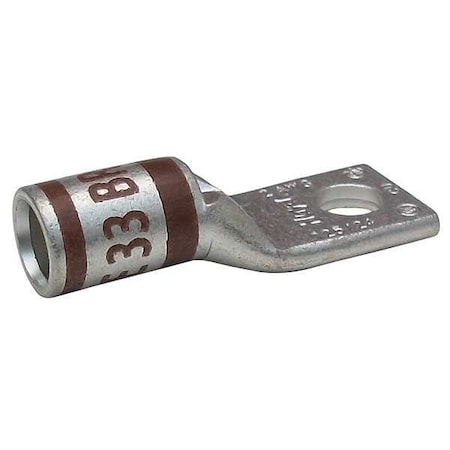 One-Hole Compression Lug, 2 AWG Max, 1/4 in Stud, Long Barrel, Copper, Brown MPN:24C994