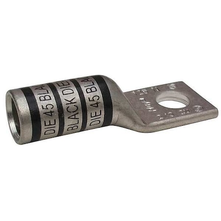 One-Hole Compression Lug, 2/0 AWG Max, 5/16 in Stud, Long Barrel, Copper, Black MPN:24D003