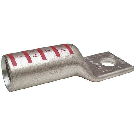 One-Hole Compression Lug, 350 kcmil Max, 3/8 in Stud, Long Barrel, Copper, Red MPN:24D009